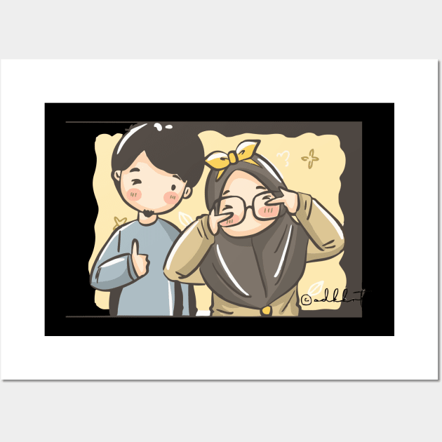 cute couple muslim Wall Art by Nawaw